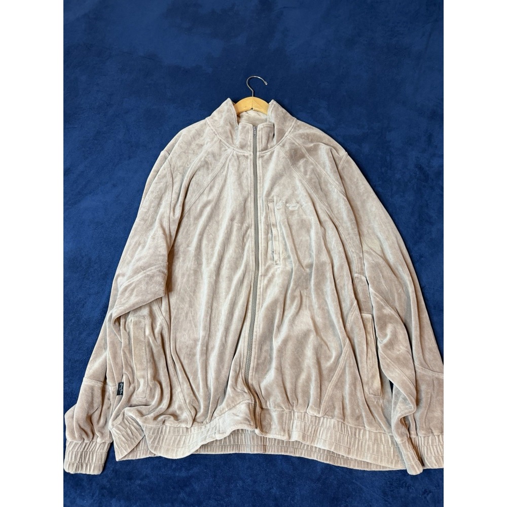 Vtg Y2K Sean John Light Brown Velour Track Jacket Mens XXL Embroidered Hip Hop